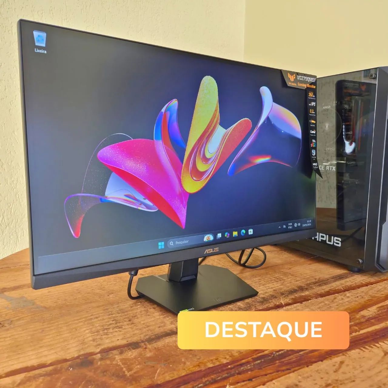 Monitor Gamer ASUS TUF 27 Polegadas 260Hz Fast IPS 0.3ms com Nota Fiscal e Garantia - Foto 2
