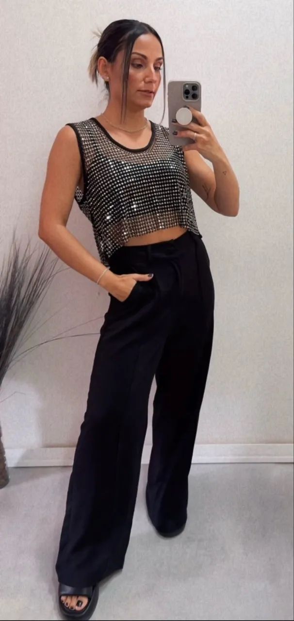 Regata Cropped com Strass - Foto 3