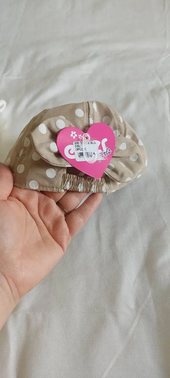 Boné com poá para bebê Tamanho P - Foto 2