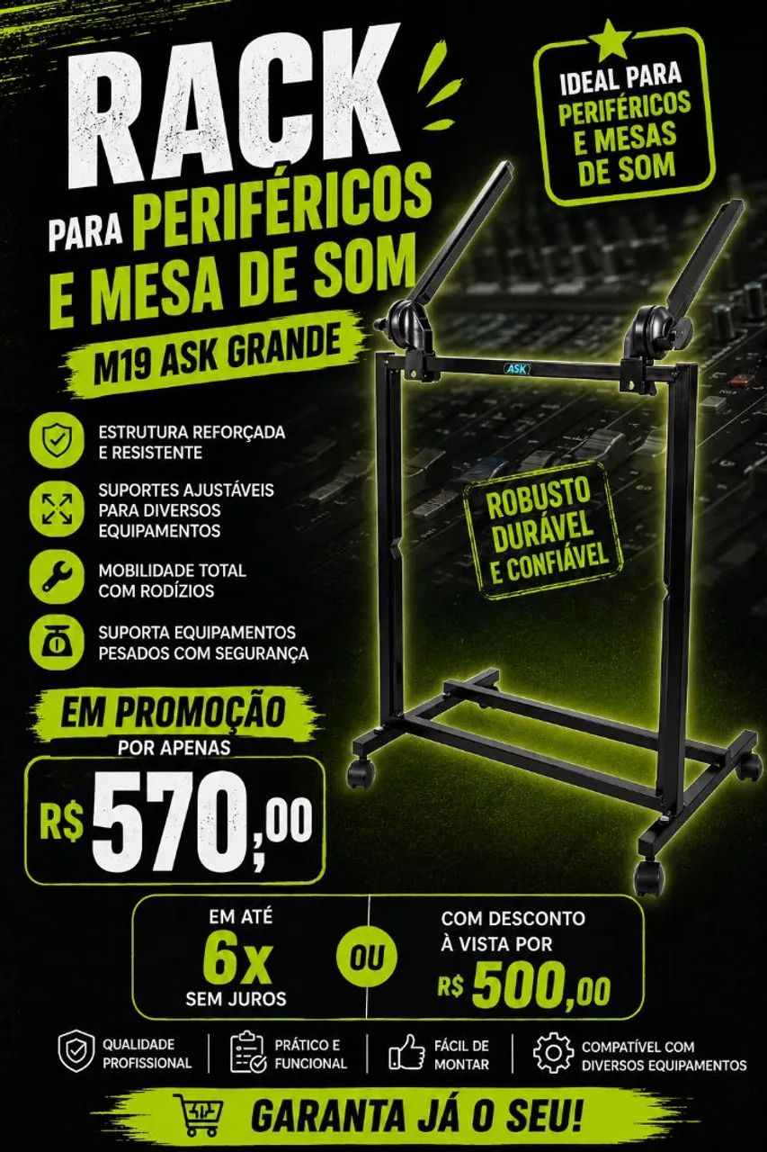 Rack para perifericos e mesa de som m19 ASK grande