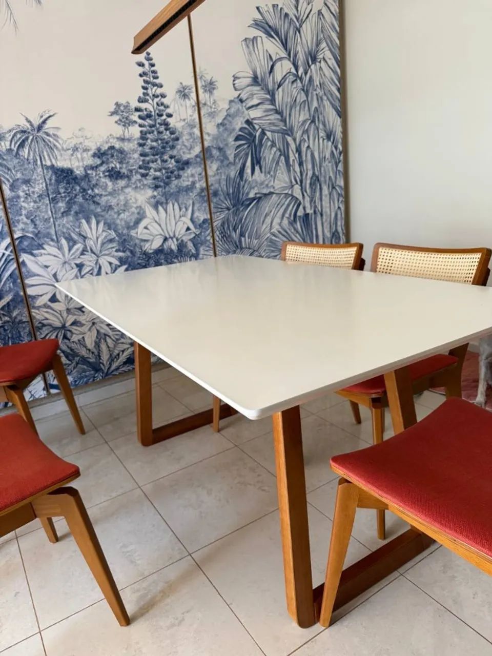 Mesa de jantar retangular 6 lugares + cadeiras - Foto 4