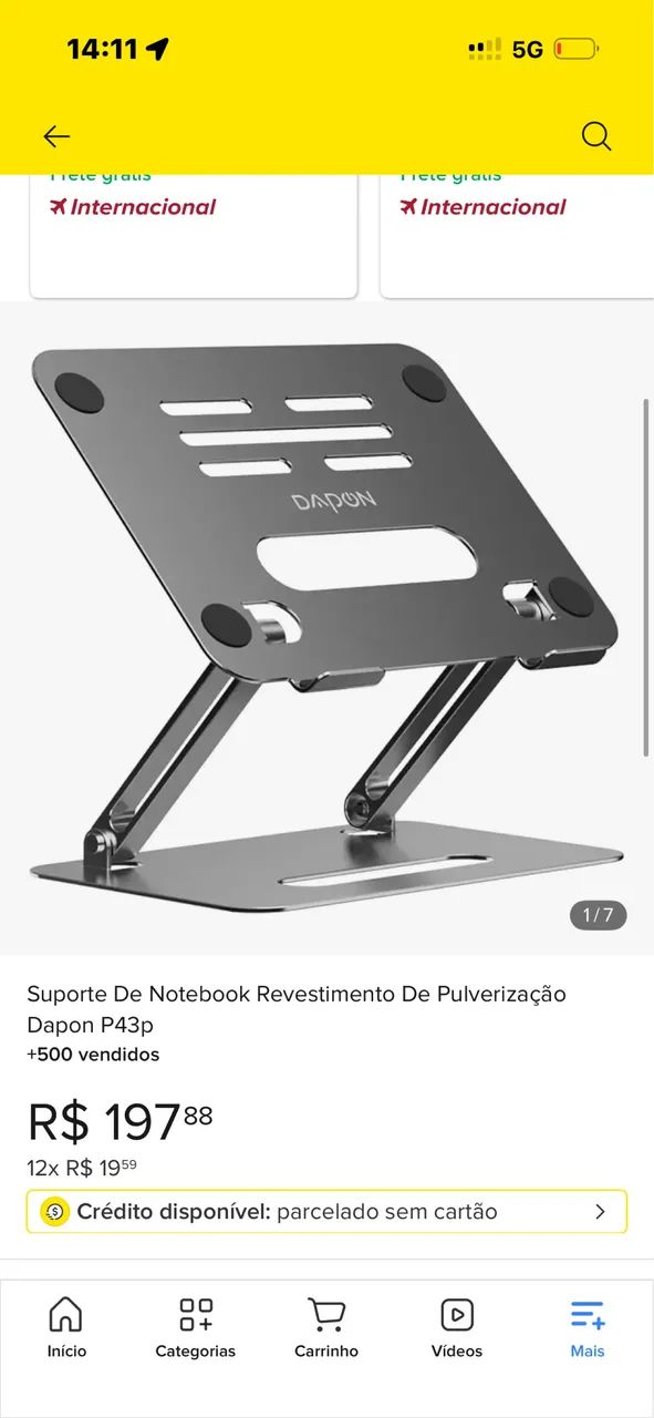 Suporte de Notebook  ajustável, dobrável e em alumínio. - Foto 3
