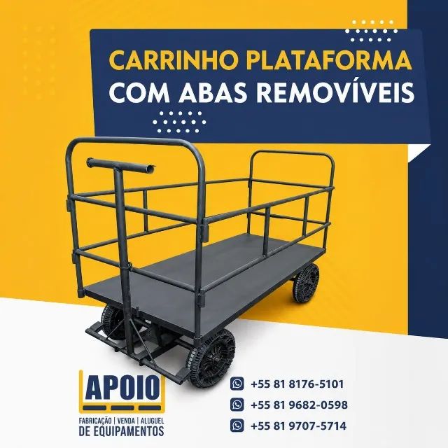 CARRO PLATAFORMA COM ABAS REMOVÍVEIS
