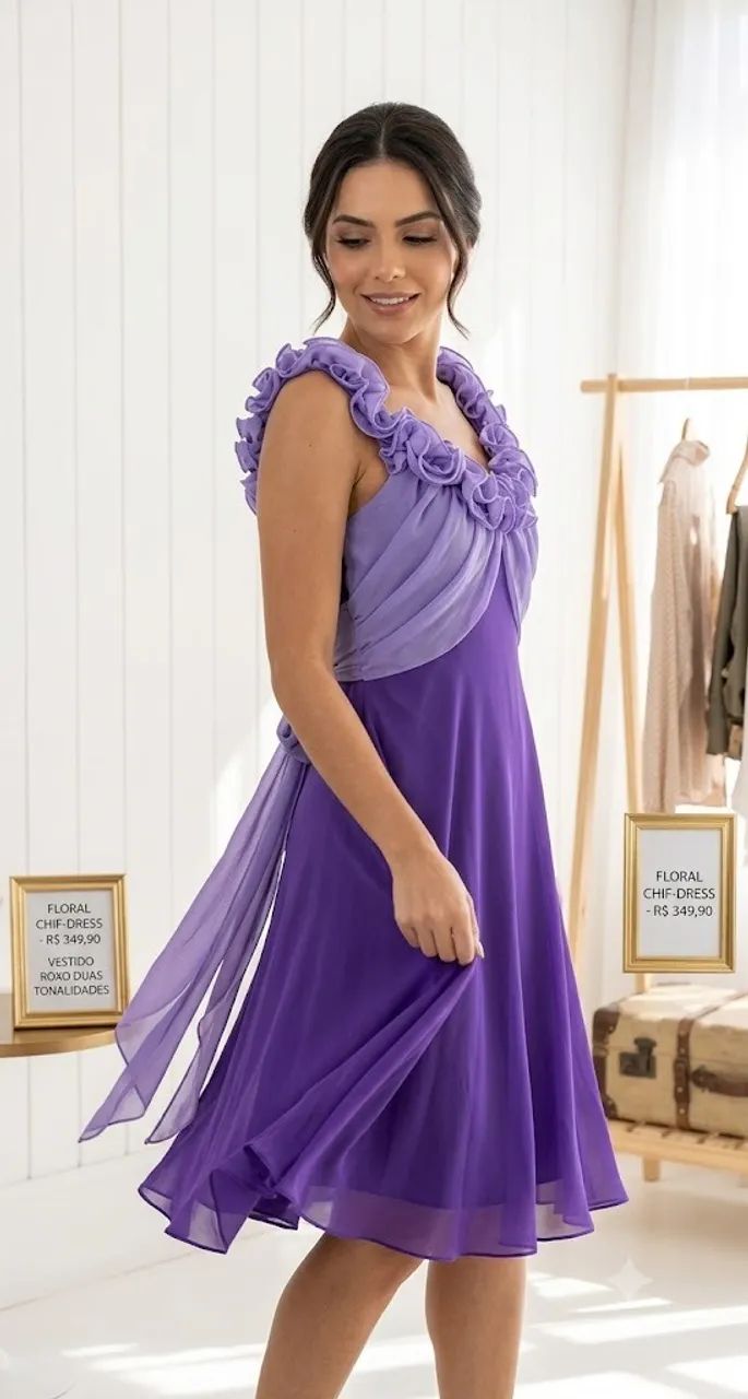 Vestido Lilás e roxo - caimento impecável - marca Adoro 
