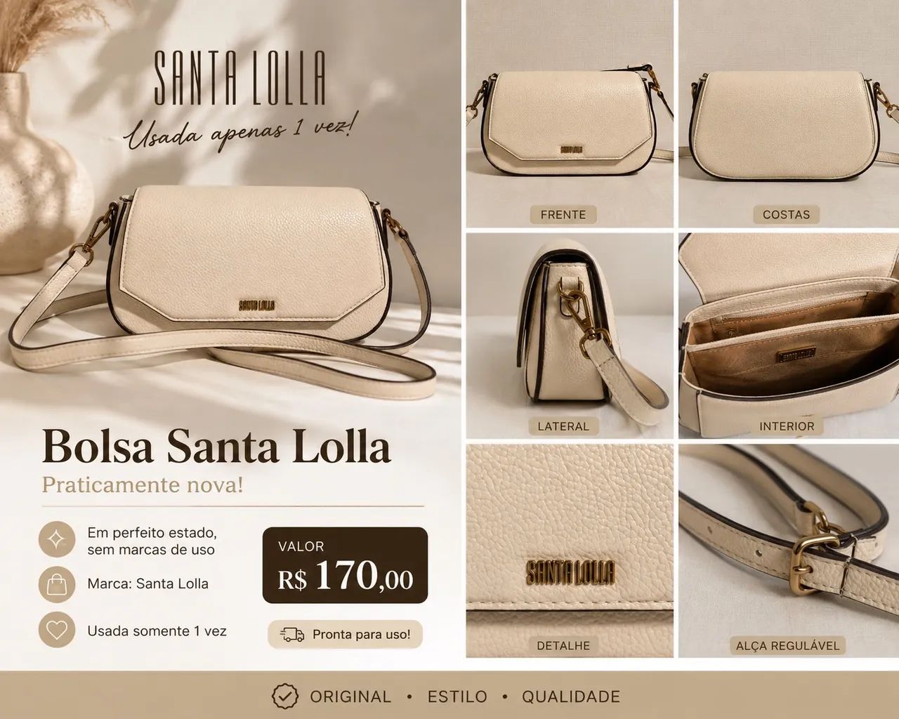 Bolsa baguete off white