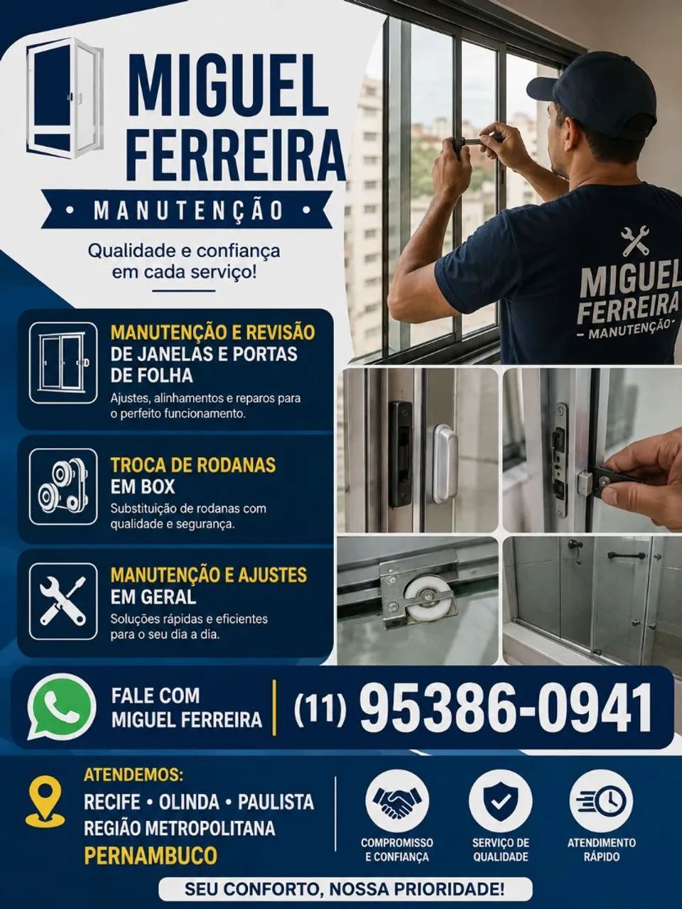 Manutenção de porta e janela de esquadrilha