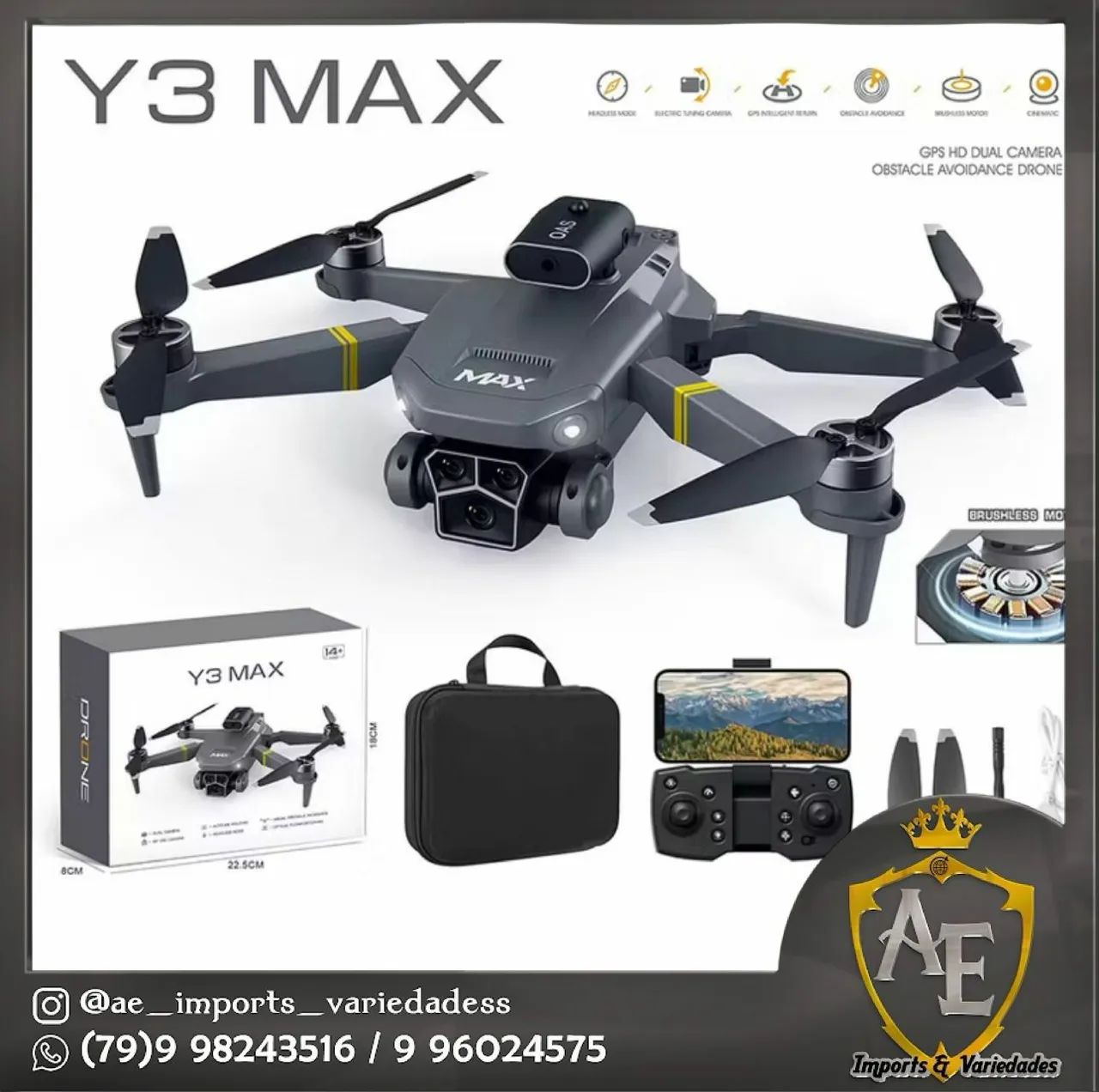 Drone Y3 Motor Brushless e com 2 baterias  - Foto 5