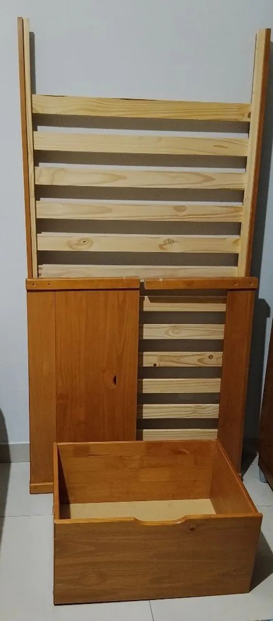 Cama solteiro com baú e colchão 