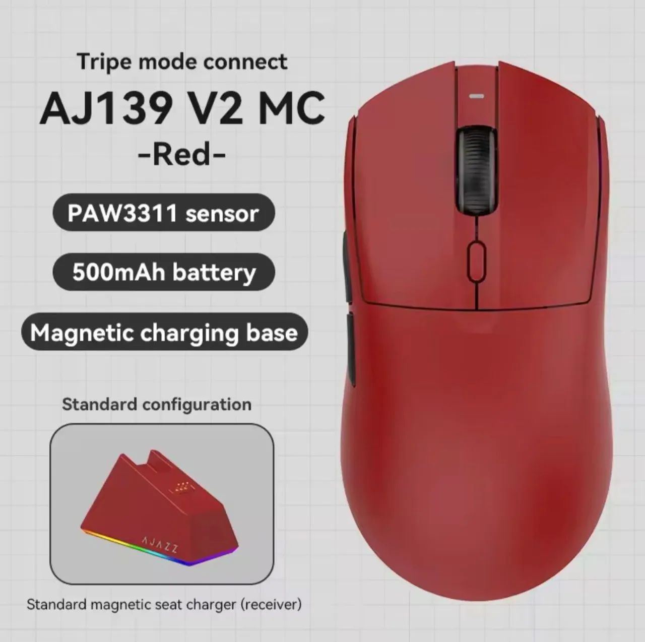 Mouse Gamer Ajazz AJ139 V2 c/Dock - Vermelho - Foto 2