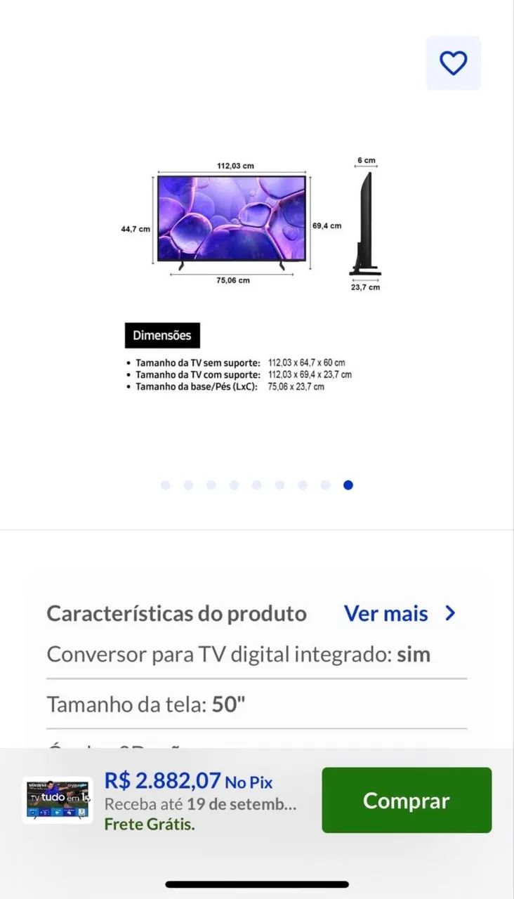 Smart TV Samsung 50? UHD 4K Crystal - U8600F - Foto 5