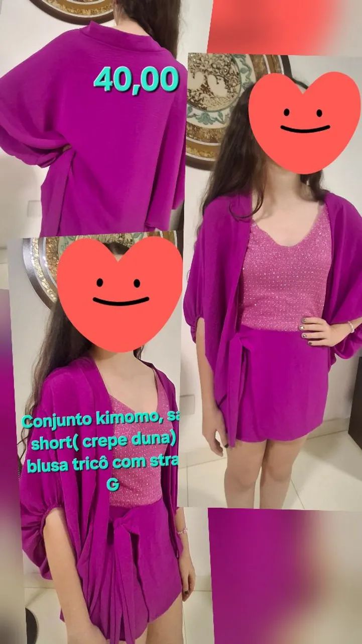 Conjunto Kimomo, saia short e blusa