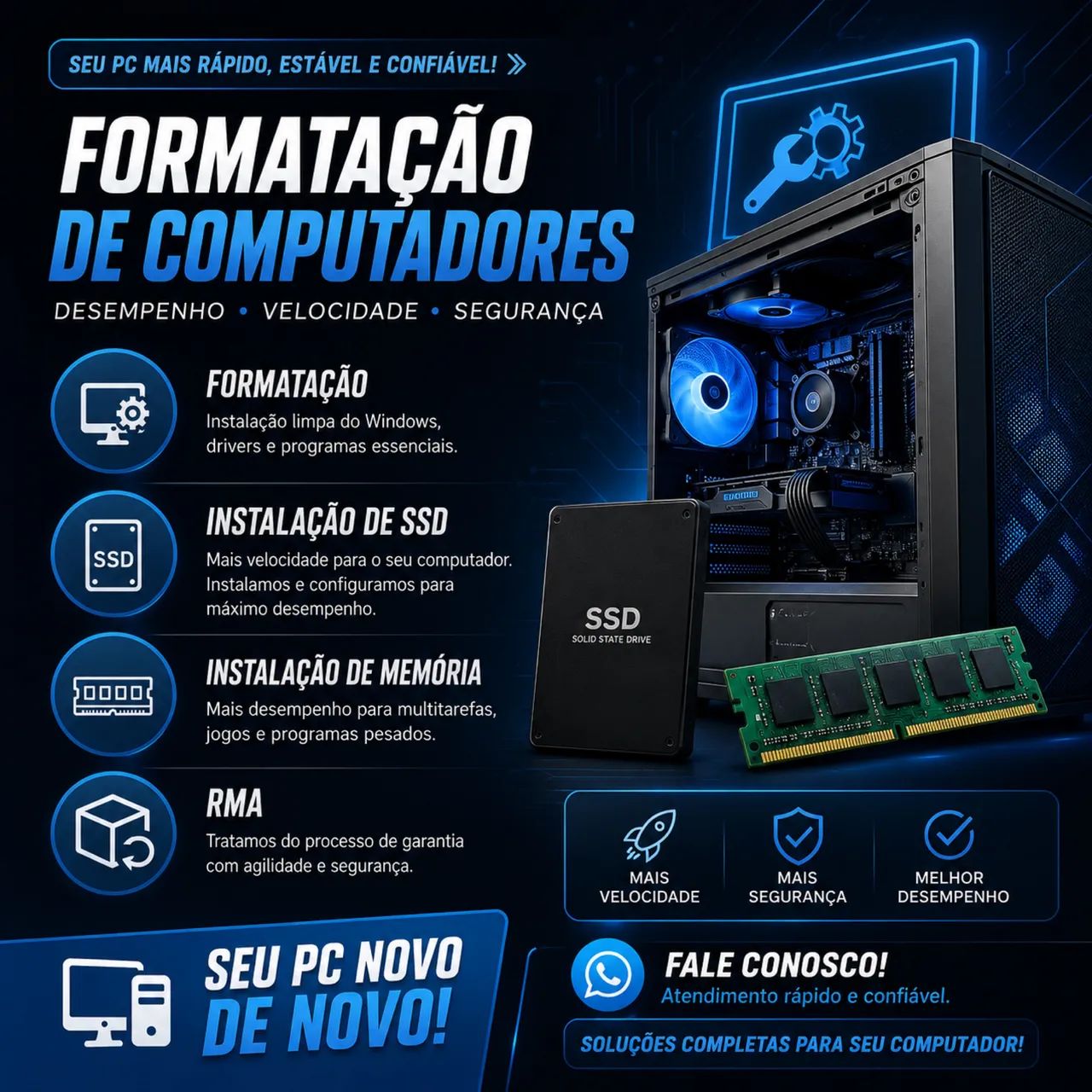 Formatação de Computadores e Serviços em Geral $100