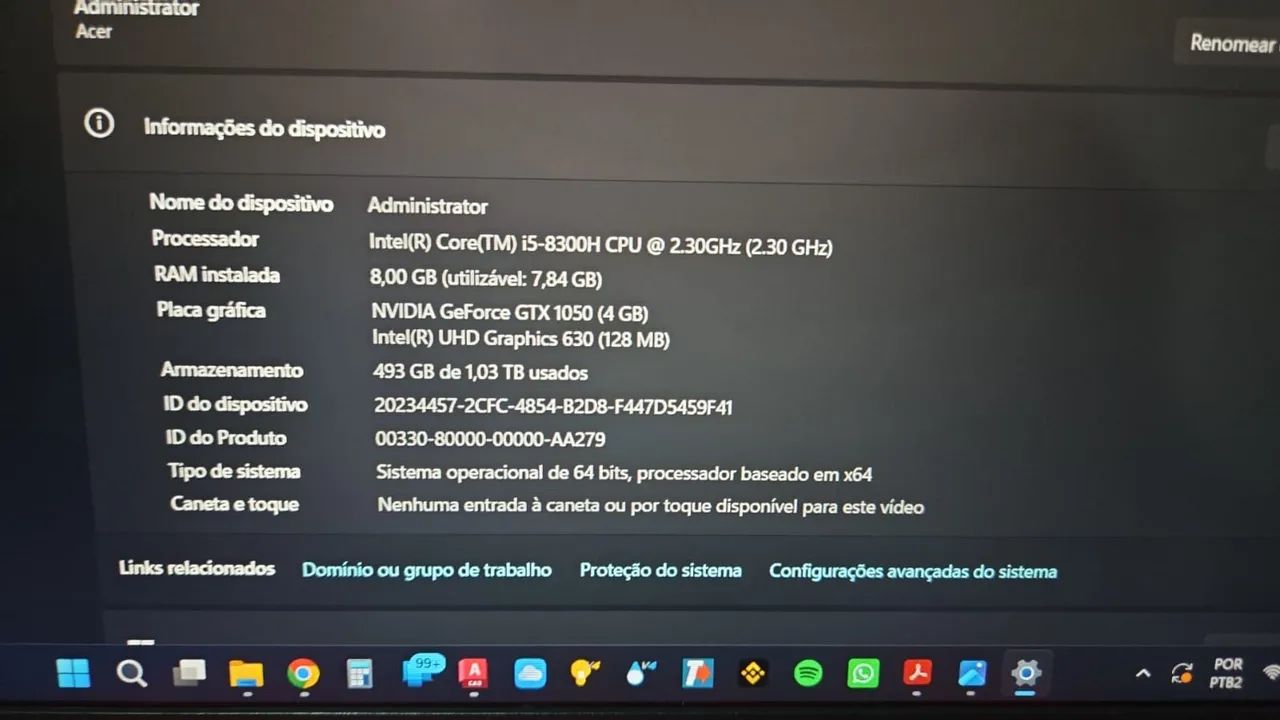 Notebook Acer Nitro 5 i5 de 8° geração zerado - Foto 5