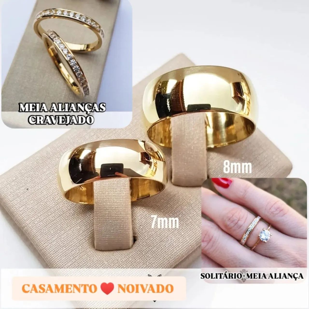 KIT ALIANÇAS BANHADAS A OURO 18K - Foto 2