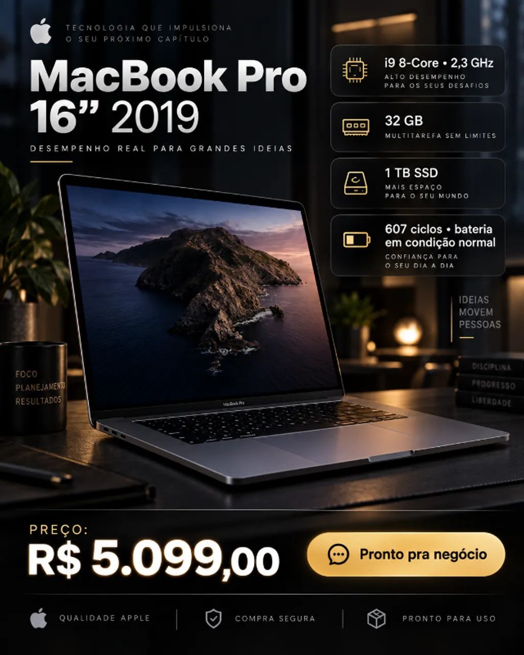 MacBook Pro 16? 2019 | Core i9 | 32GB RAM | SSD 1TB | R$ 5.099 - Foto 4