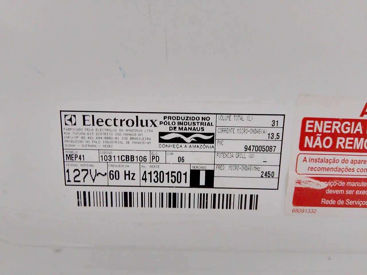 MICROONDAS ELECTROLUX MEP41 31 LITROS 127V - COM DEFEITO - Foto 5