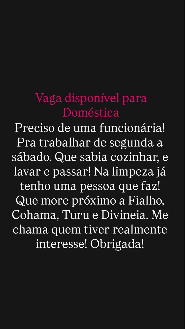 Vaga disponível 