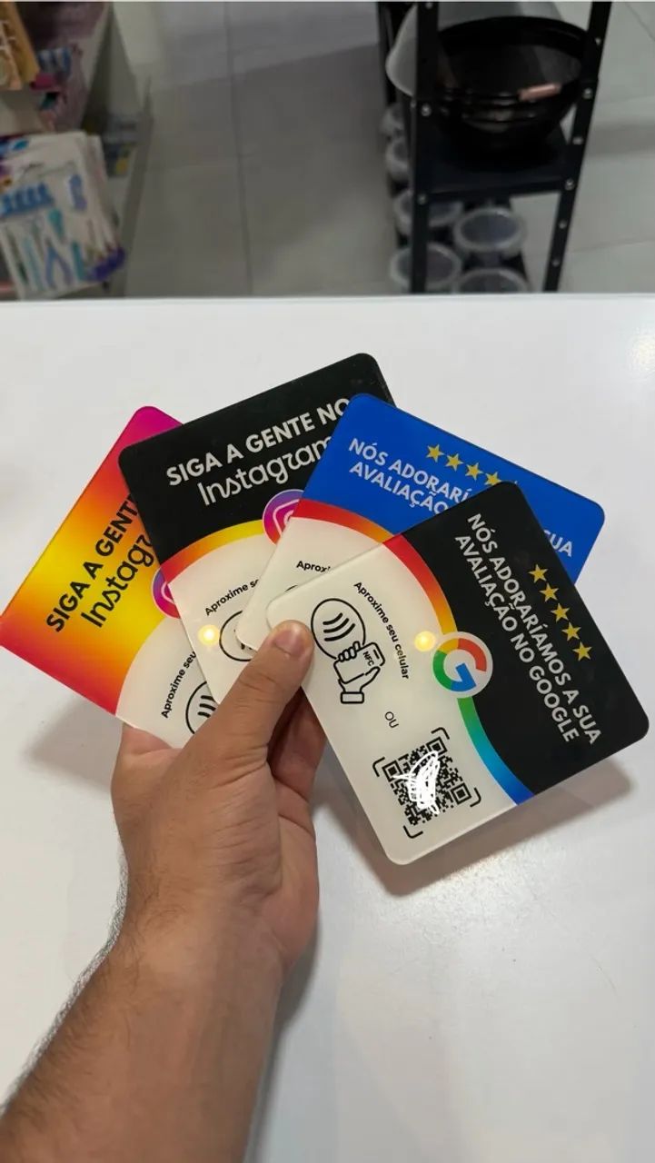 Placas NFC Google/Instagram - TOTALMENTE Configuráveis 