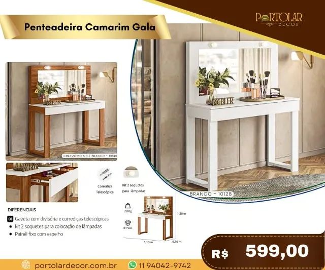 Penteadeira camarim Gala, a pronta entrega 