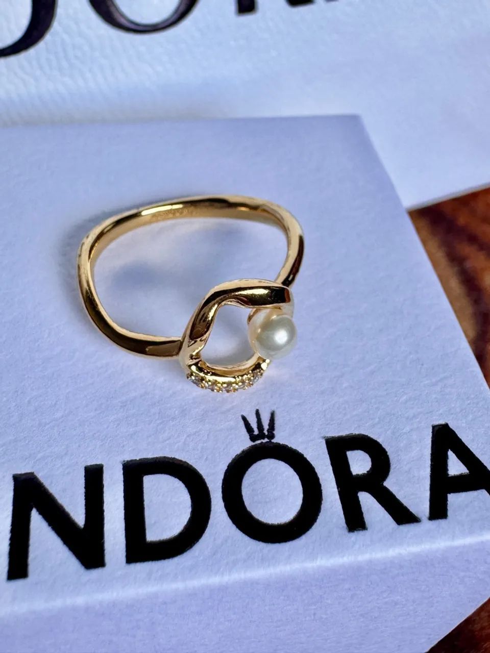 Anel Pandora Pérola Dourado  - Foto 2