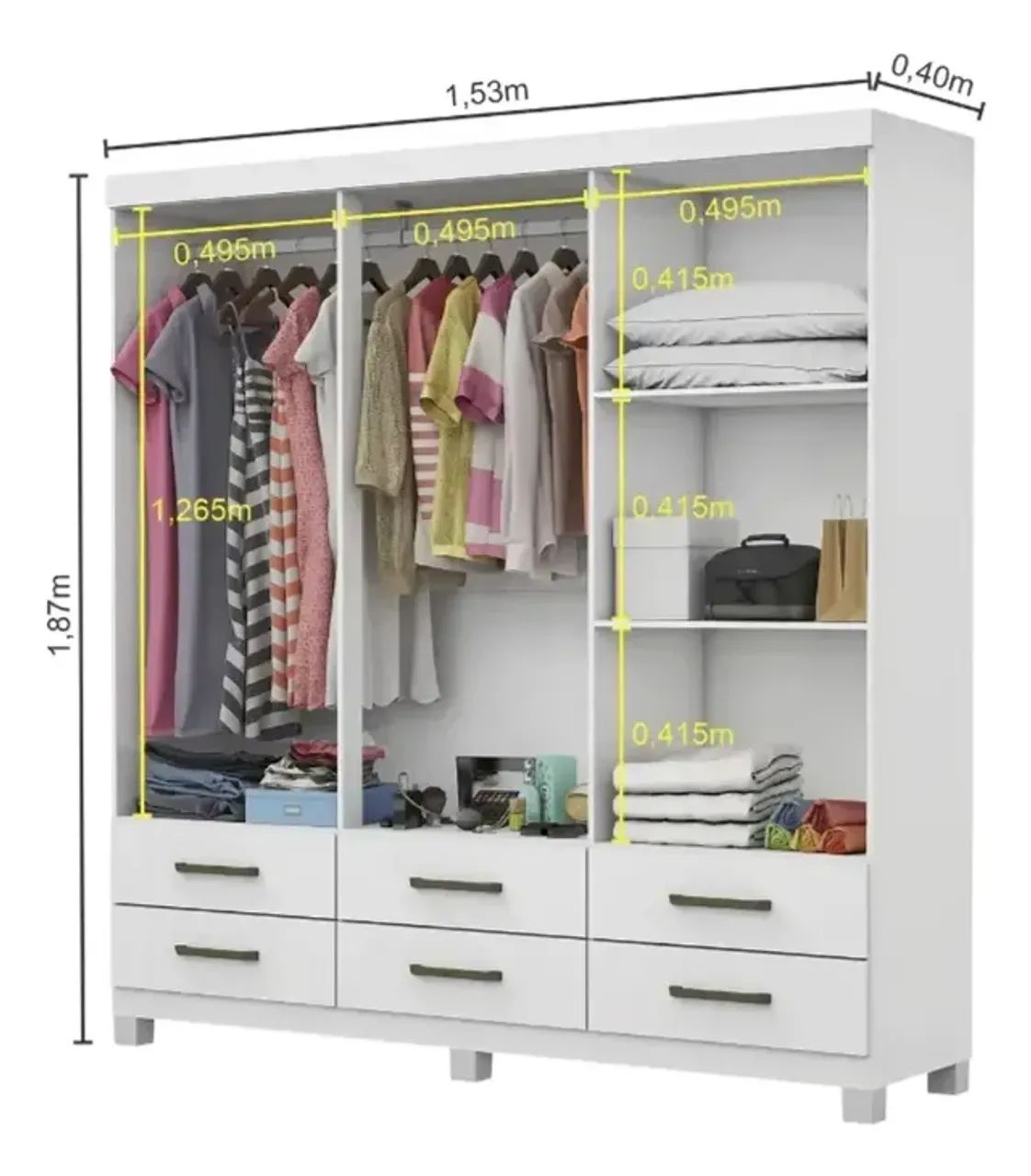 Guarda Roupa Dallas Branco Com Espelho - Foto 2