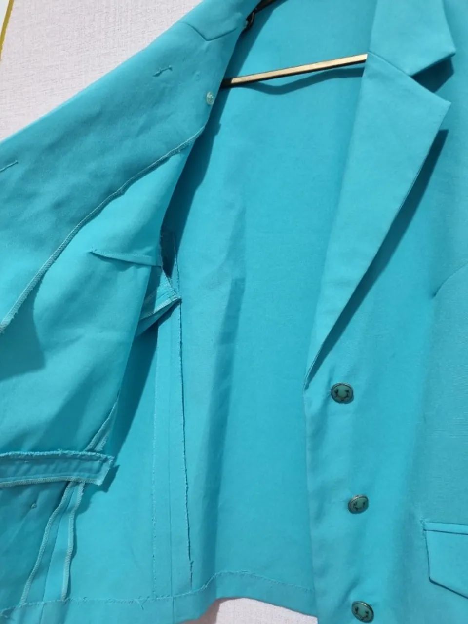blazer feminino manga curta azul celeste - Foto 4