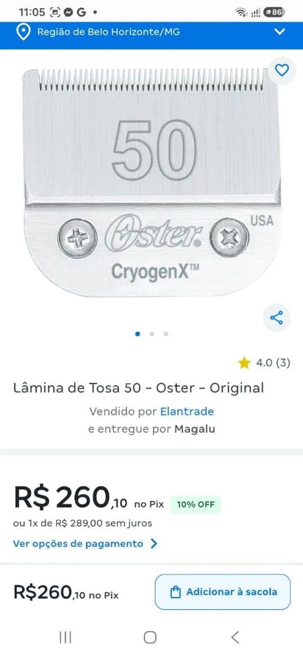 Lâminas de tosa da oster 