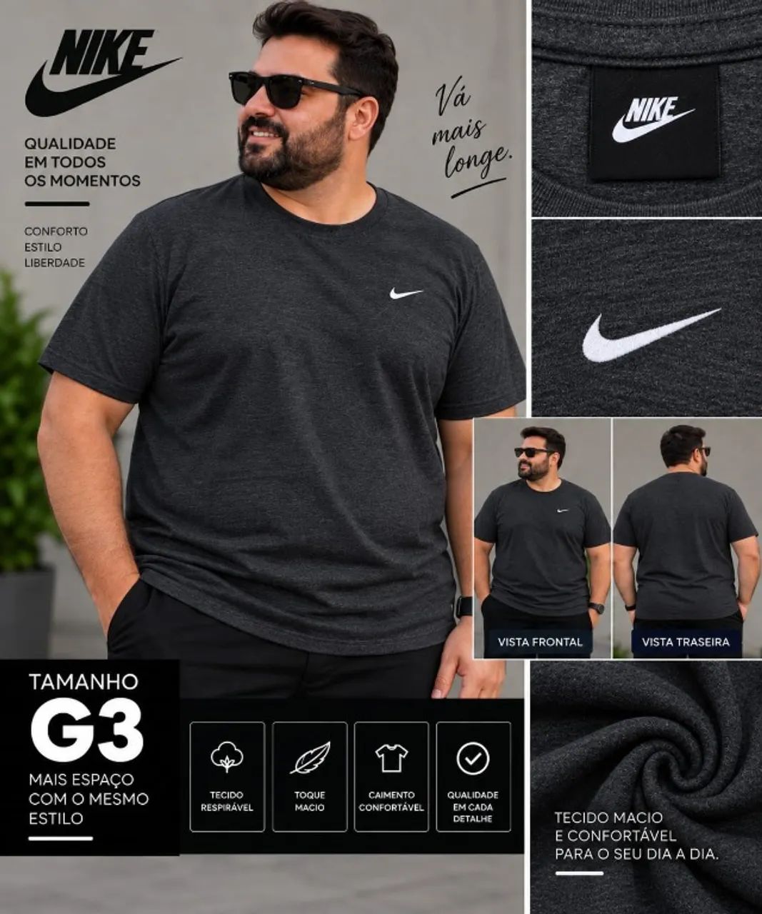Camiseta Nike Masculina Plus Size G3 - Foto 3