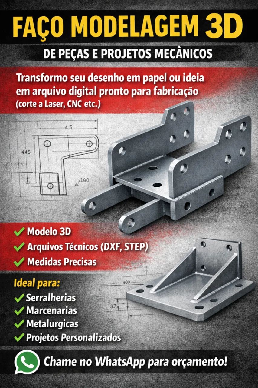 Modelagem 3D de Peças | Arquivos para Corte CNC e Laser