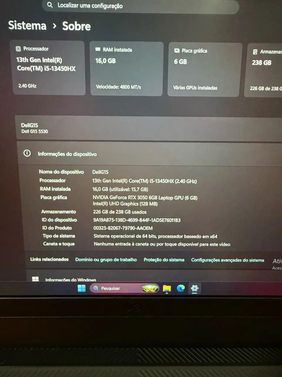 Notebook Dell G15 - i5 13450HX - RTX 3060 - Foto 3