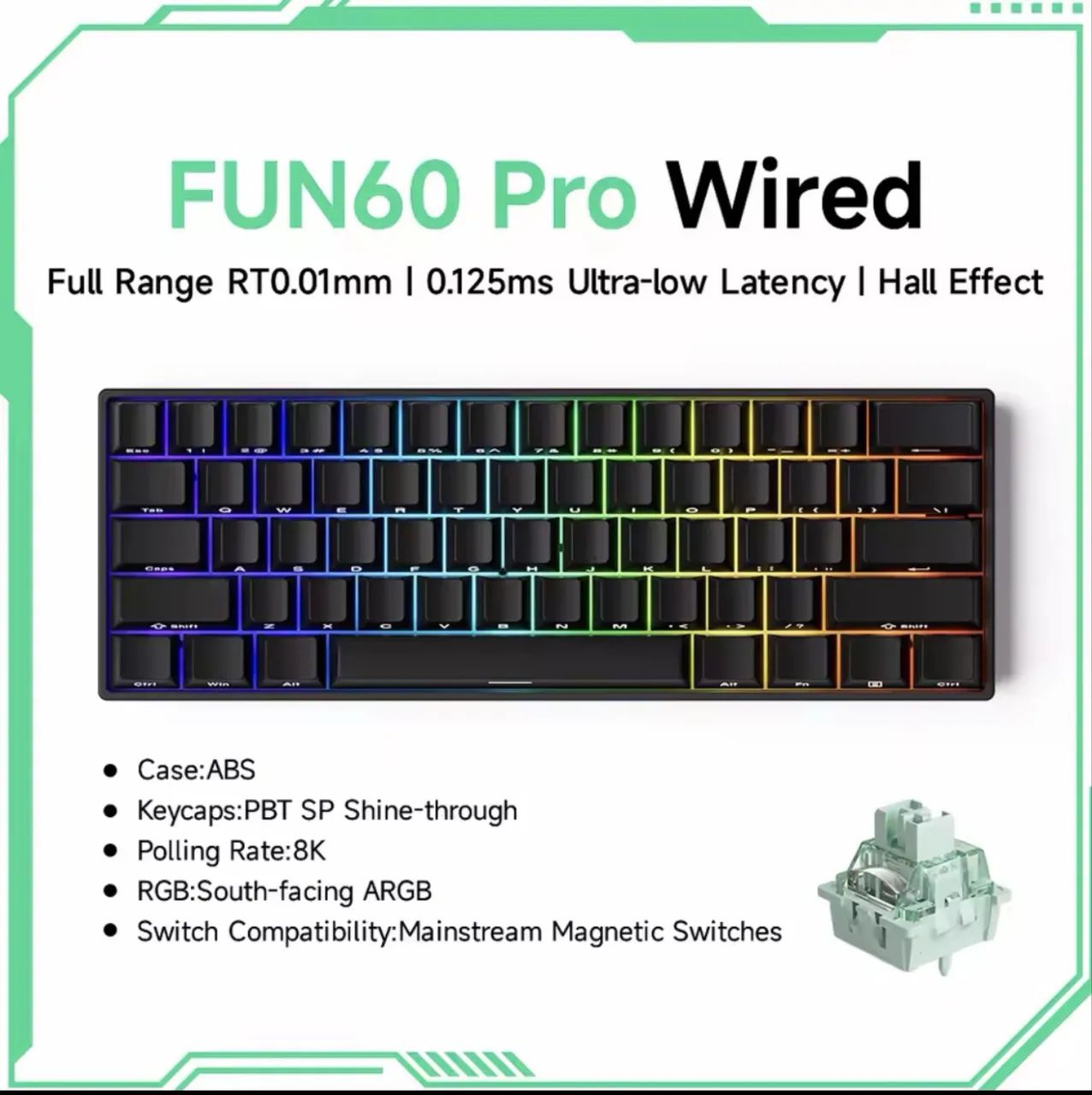 Akko monsGeek fun60 pro he teclado mecânico interruptor magnético