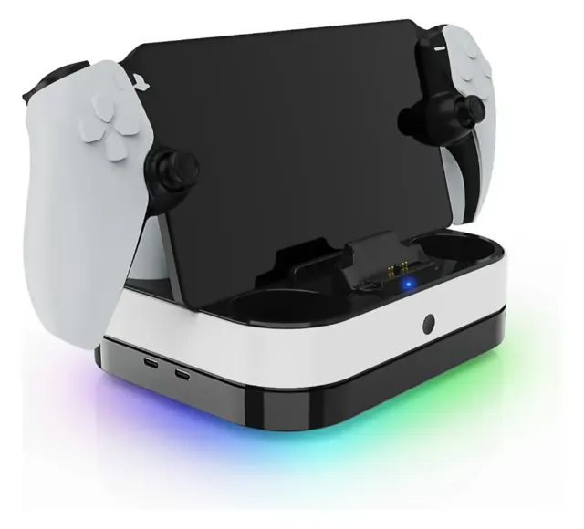 Base Carregadora Controle PS5 USB Tipo C LED RGB Carrega 3 Dispositivos - Foto 5