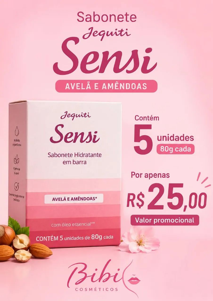 Caixa de Sabonete Sensi avelã e amêndoas 