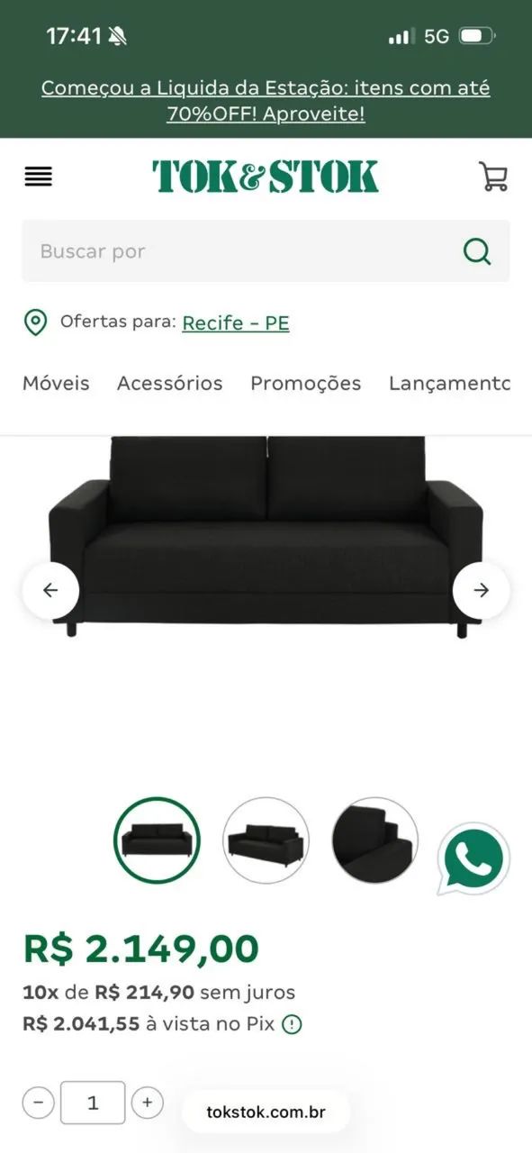 Sofá 2 lugares em estado de novo Tok Stok - Foto 3