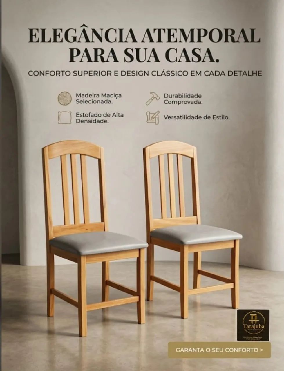 Cadeiras com assento estofado 