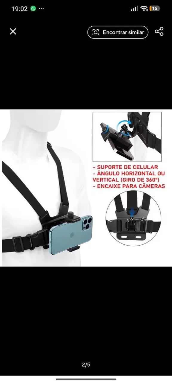 Cinta peitoral pra câmeras Gopro e celular top zero  - Foto 3