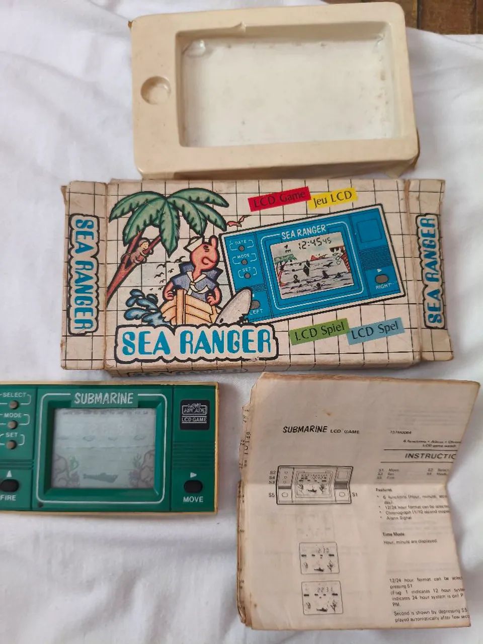 Console portátil LCD Sea Ranger 1980 com caixa e manual em excelentes condições submarino 