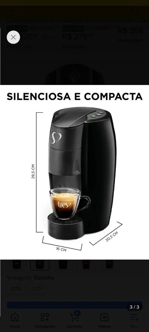 Cafeteira 3 coração 
