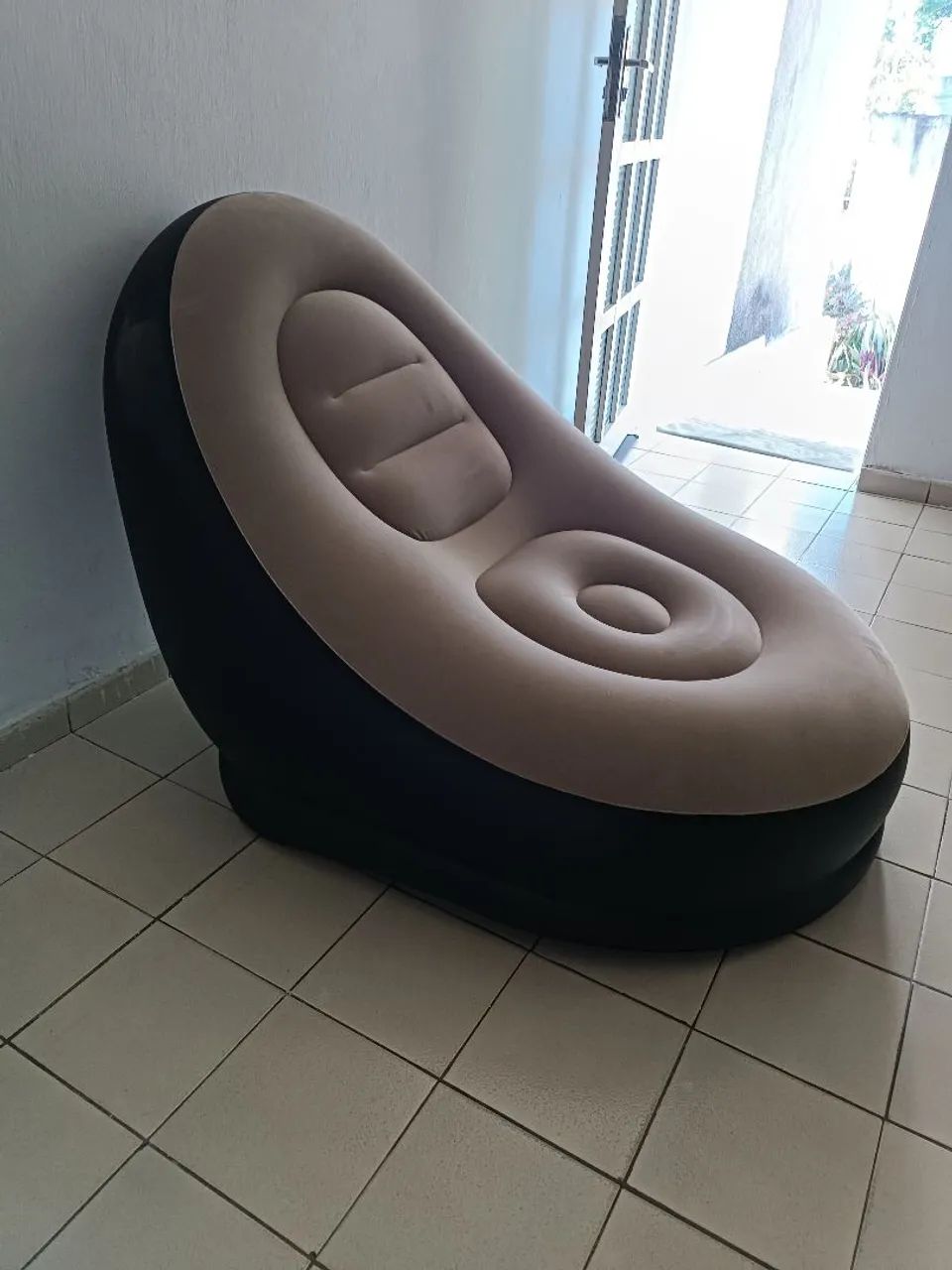 Poltrona Inflável com Puff - Sofá de Ar Aveludado - Foto 2