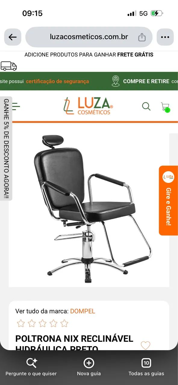 cadeira de barbeiro nova