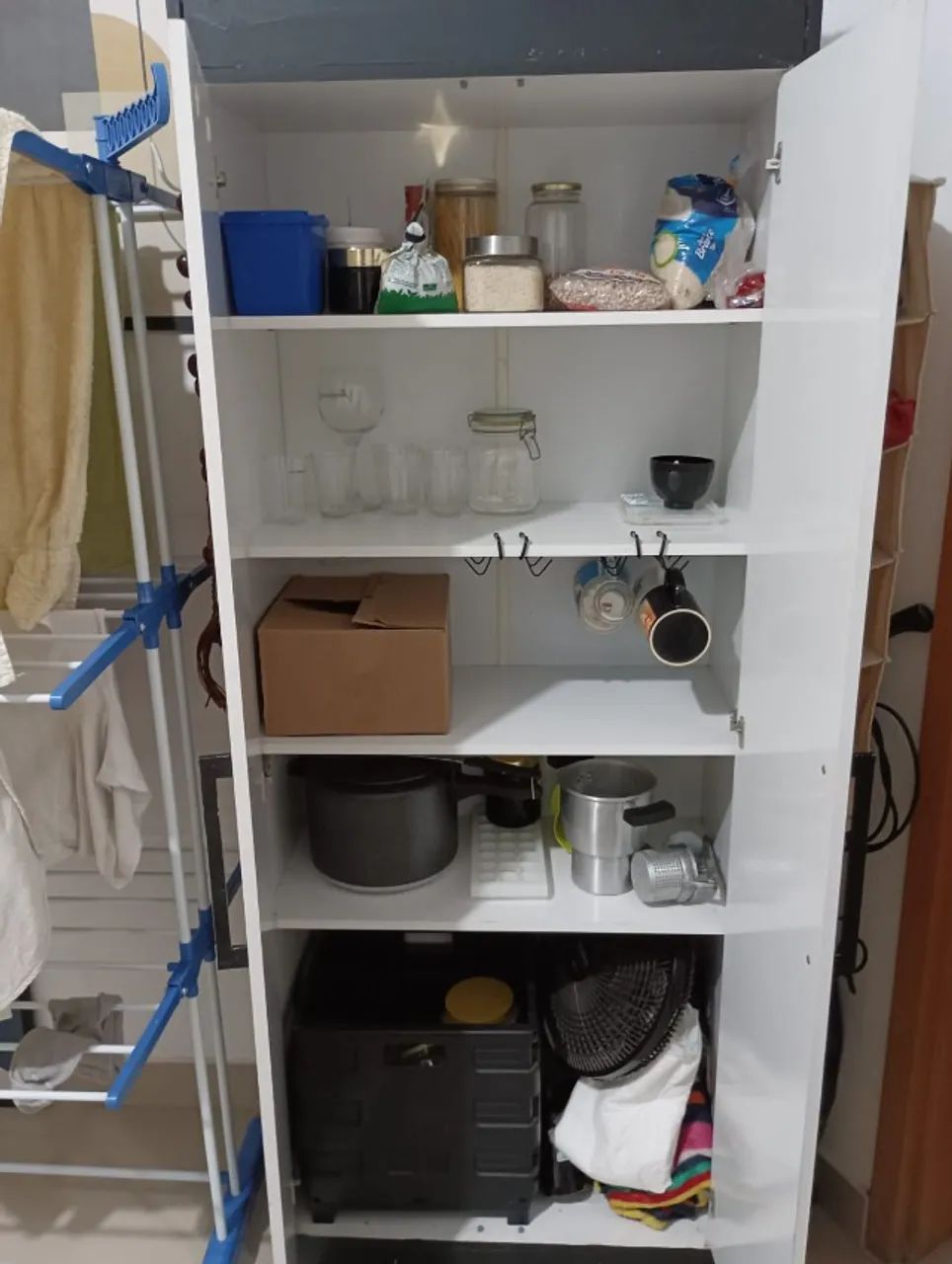 Armário Multiuso Alto 2 Portas com Prateleiras - Branco - Foto 2