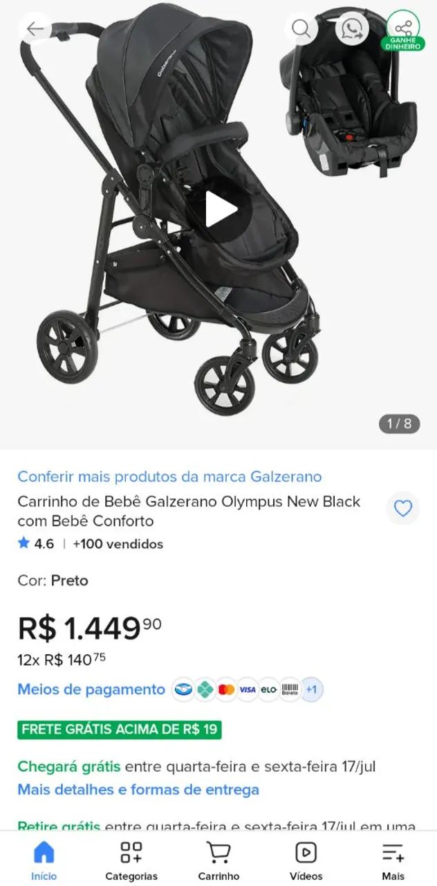 Carrinho de bebê e bebê conforto Galzerano  - Foto 2