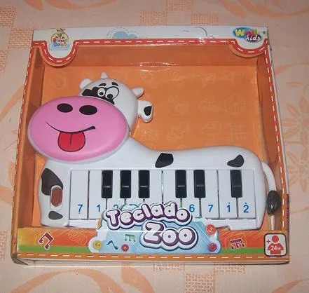 Piano Teclado Infantil Musical Bichos Fazendinha Rosa Art Brink