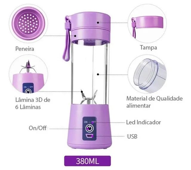 Mini Liquidificador Shake Juice Cup Portátil + Cabo USB