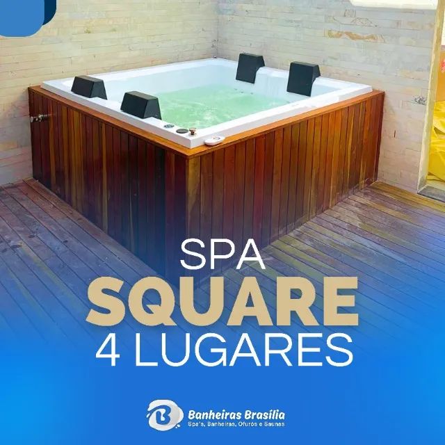 Spa com Hidromassagem Quadrado de 4 lugares (jacuzzi, Ofurô, banheira) completo. - Foto 6