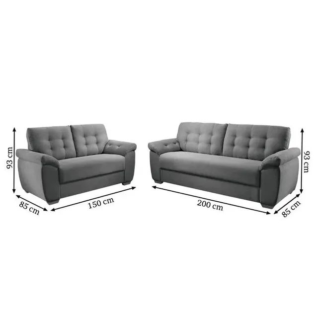 CONJUNTO SOFÁ 3X2 LUGARES VELUDO GRAFITE r76 - Foto 2