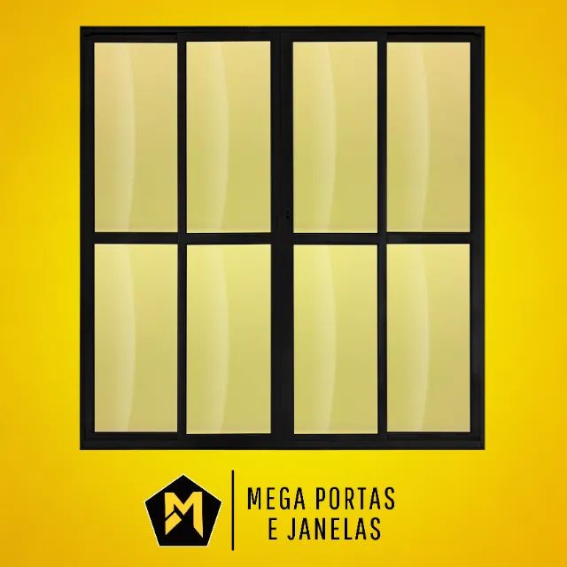 Porta Sacada Quatro Folhas Alumínio Preto