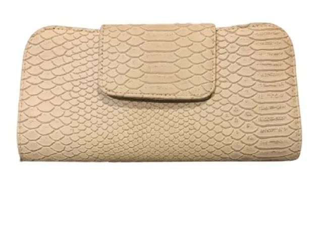 Bolsa Clutch Couro Croco Nude Alça Corrente - Foto 2