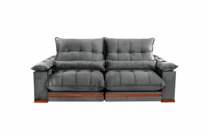 Sofá Retrátil Reclinável Ibiza Mola Ensacadas Linho Cinza - Foto 2