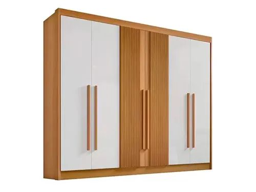Guarda-Roupa Ripado 6 Portas Cinamomo/Off White 100%MDF a654